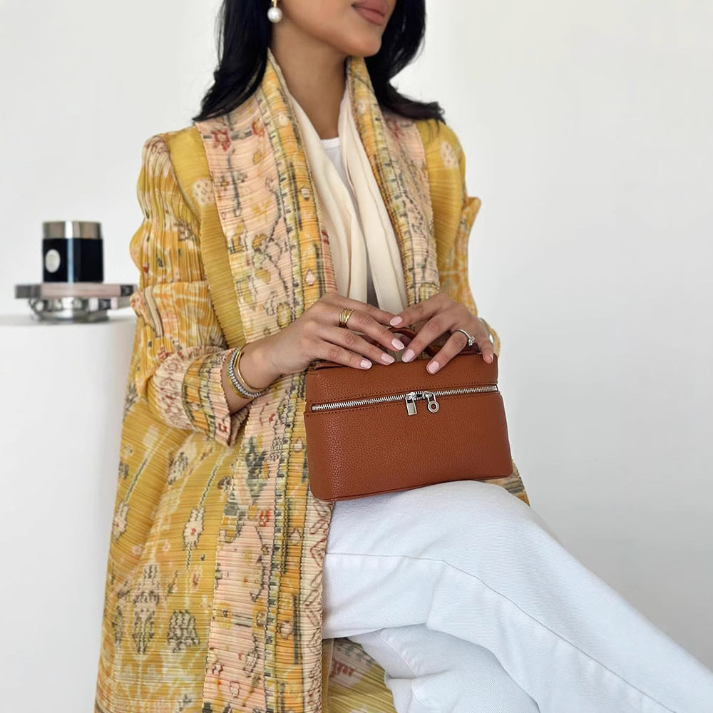 Middle Eastern robes for women Issey Miyake pleated printed cardigan long coat Arab robes large size Abaya