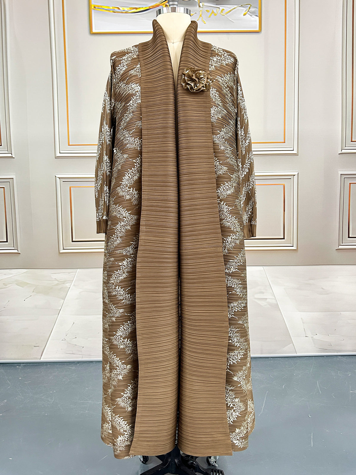 Middle Eastern robes for women Issey Miyake pleated printed cardigan long coat Arab robes large size Abaya