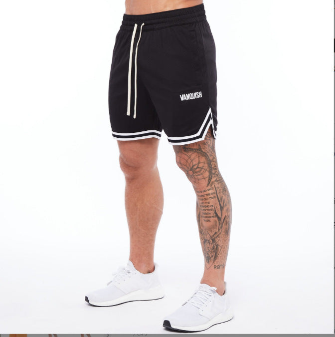Crazy muscle men's mesh quick-drying five-point shorts loose sports fitness training running European and American basketball shorts