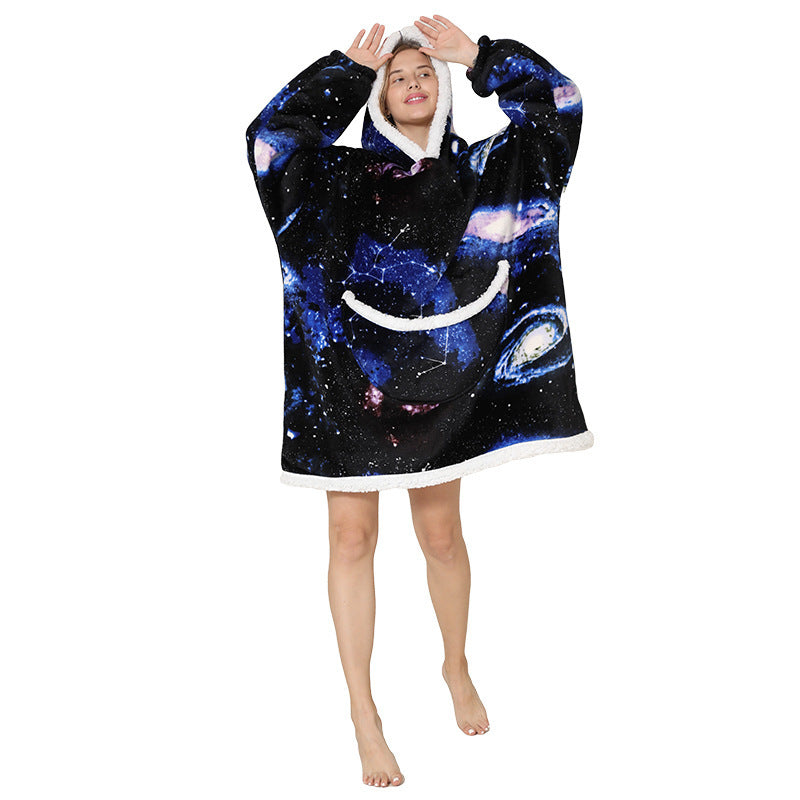 New Lazy Blanket Sherpa Pullover Flannel Sweater Avocado Star Hoodie Outdoor Warm Home Service