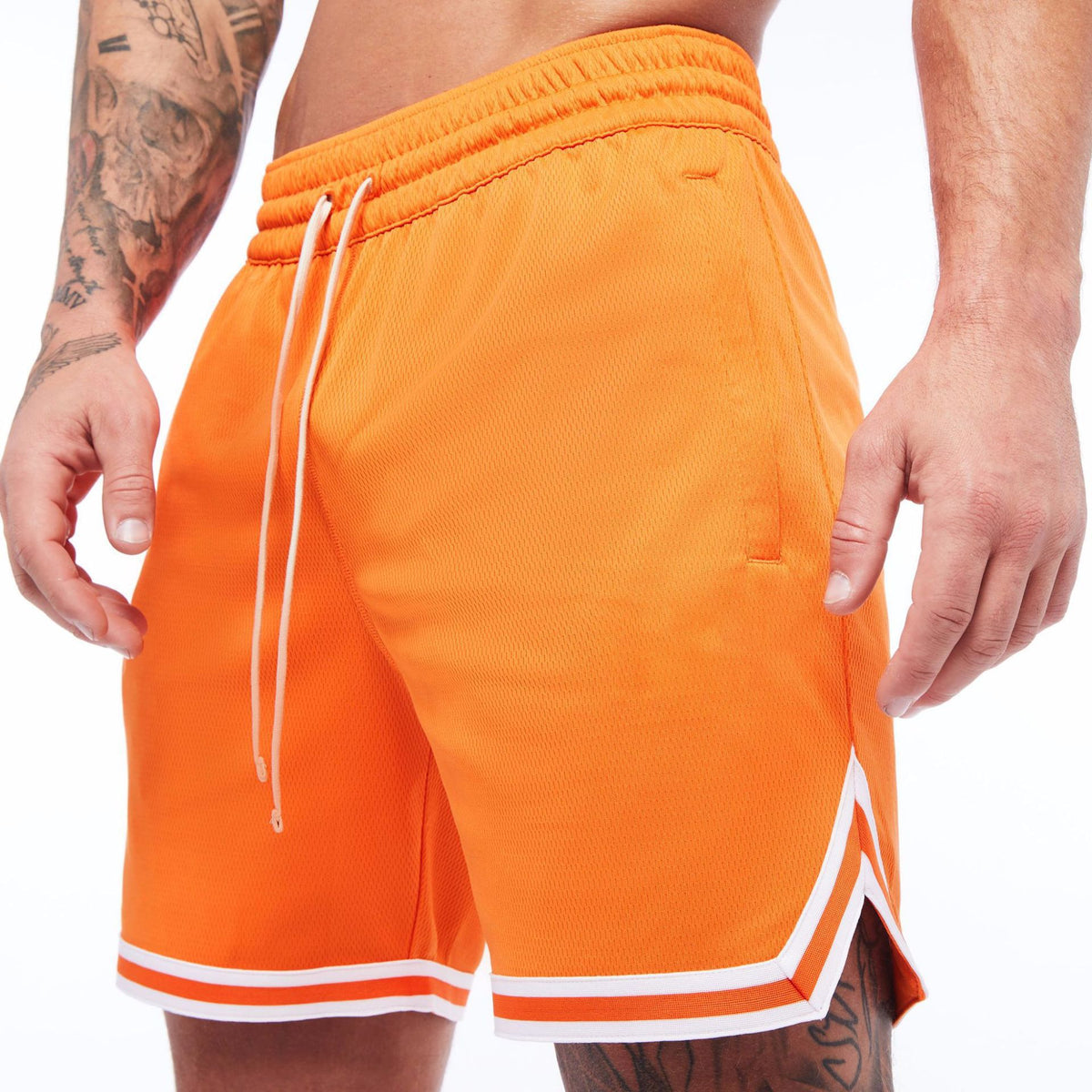 Crazy muscle men's mesh quick-drying five-point shorts loose sports fitness training running European and American basketball shorts