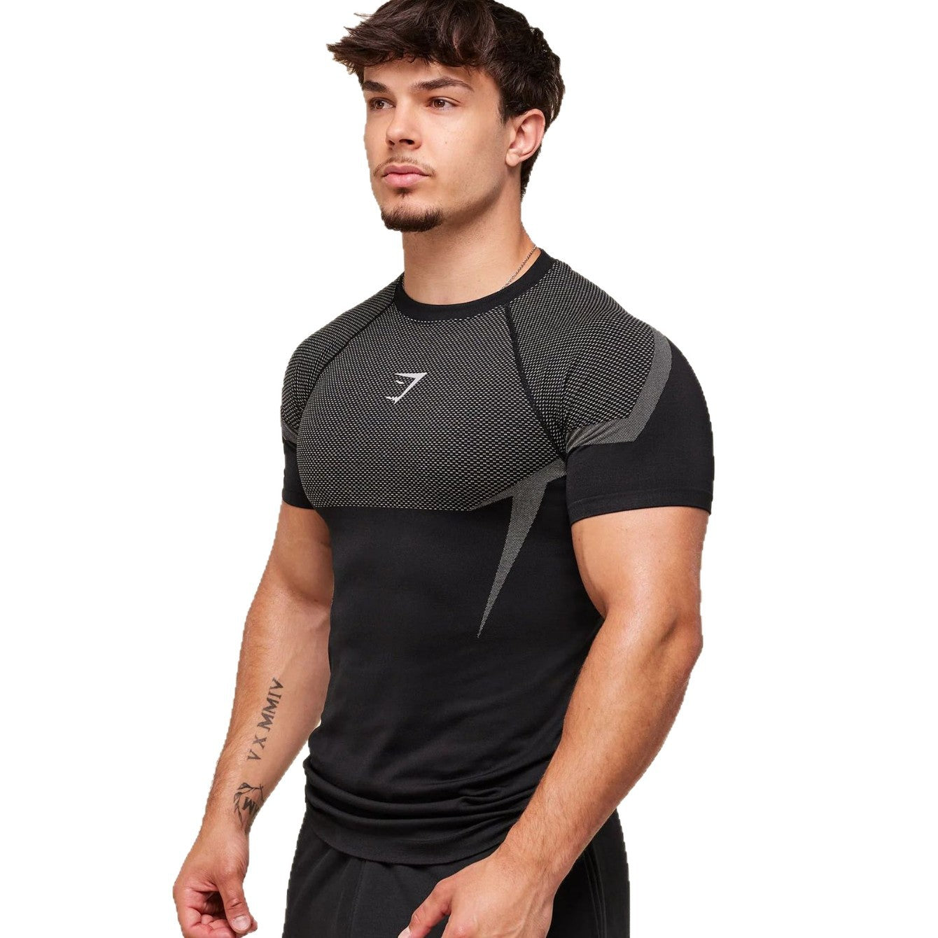 GYMSHARK Men's Fitness Top, Casual Running, Quick-Drying, Breathable, Tight-Fitting Short-Sleeve T-Shirt, Men's Muscle Shark