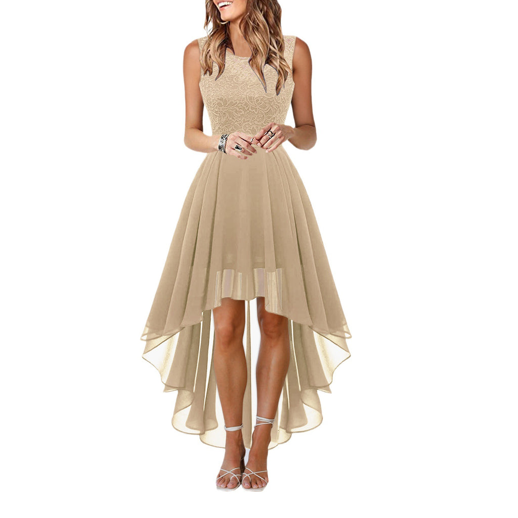 European and American 2023 spring and summer new Amazon cross-border foreign trade hollow waist chiffon dress evening lace dress