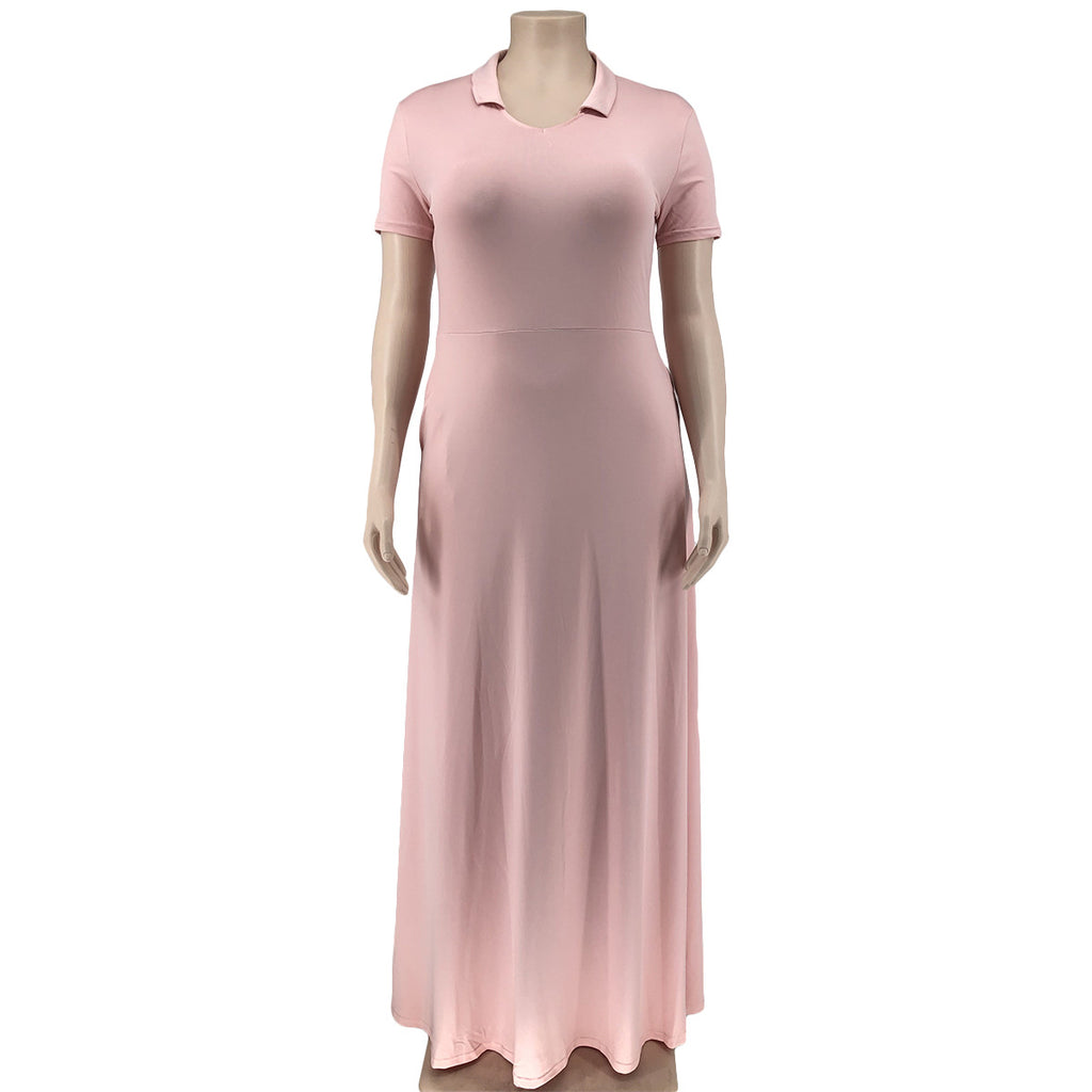 FAGADOER Elegant Solid Plus Size Dress XL-5XL Women Short Sleeve A-line Folding Dress Fashion Casual Clothing Streetwear Robe 2022