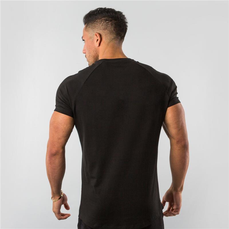 2023 Cross-border European and American Men's Summer Running Fitness Sports Short-sleeved Round Neck T-shirt Solid Color Breathable Casual Tops