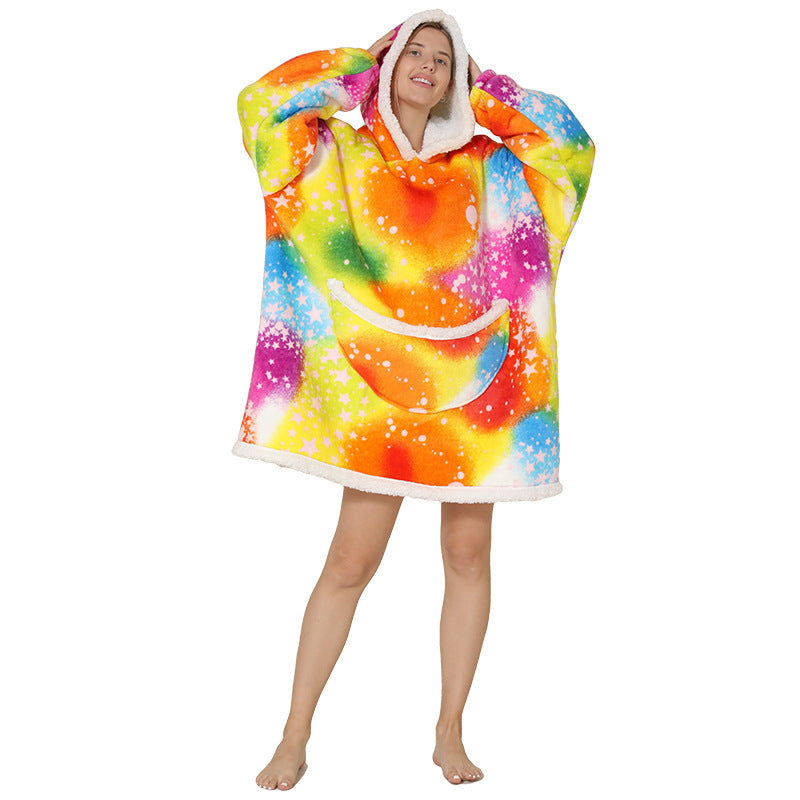 New Lazy Blanket Sherpa Pullover Flannel Sweater Avocado Star Hoodie Outdoor Warm Home Service