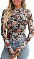 Cross-border e-commerce, Europe and America, Amazon TK2025 best-selling pullover turtleneck long-sleeved lace floral mesh base layer T-shirt for women