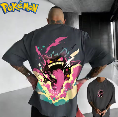 Pokémon anime Gengar print T-shirt, summer unisex T-shirt, fashionable loose casual Y2K short sleeve 2026