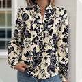 Amazon cross-border e-commerce, new autumn retro print shirt with stand collar, elegant and stylish women's shirt top.