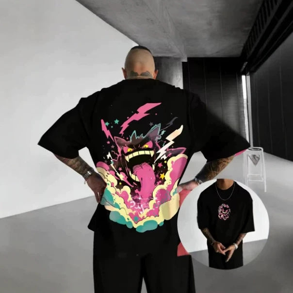 Pokémon anime Gengar print T-shirt, summer unisex T-shirt, fashionable loose casual Y2K short sleeve 2026