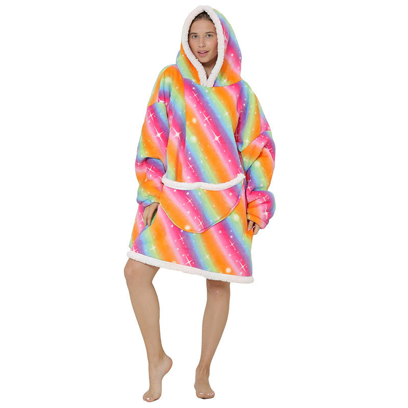 New Lazy Blanket Sherpa Pullover Flannel Sweater Avocado Star Hoodie Outdoor Warm Home Service