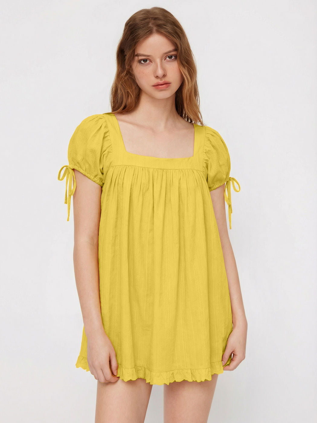 2026 New Cross-Border European and American Amazon Independent Store Women's Casual Square Neck Ruffle Tie Short Sleeve Shirt