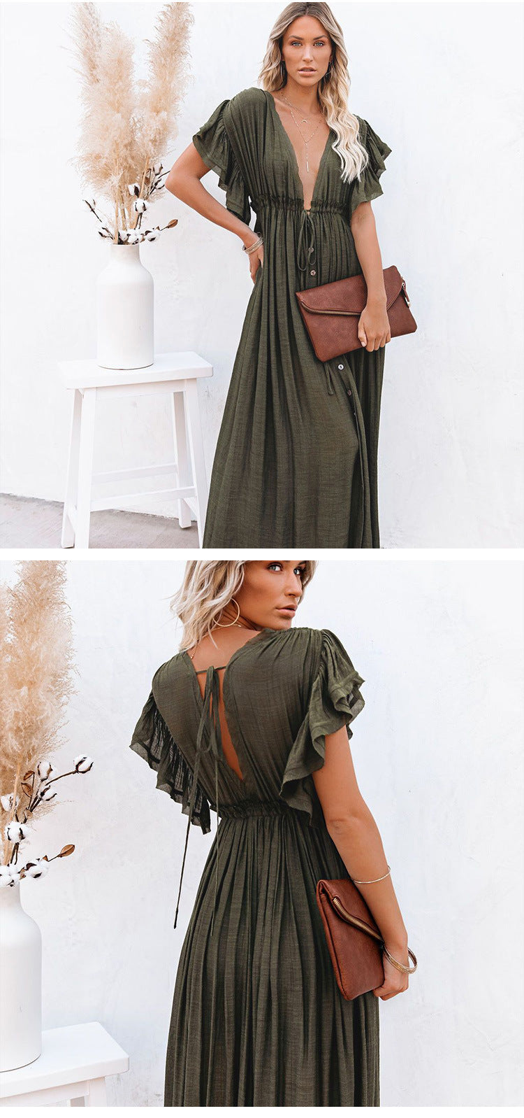 2023 cross-border foreign trade independent station new solid color beach cover-up long skirt sun protection shirt Hawaii seaside vacation