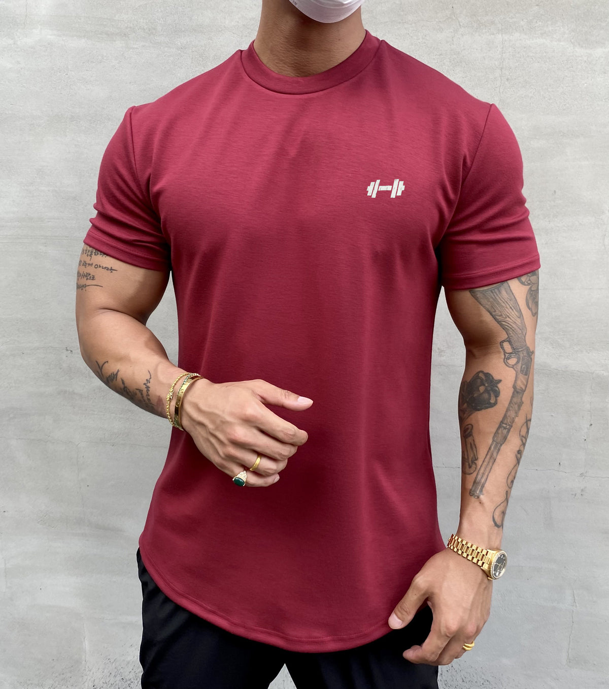Muscle Tide Brand American Slim Show Muscle Round Hem Short Sleeve Men's Cotton Summer Solid Color Training Slim Sports T-shirt