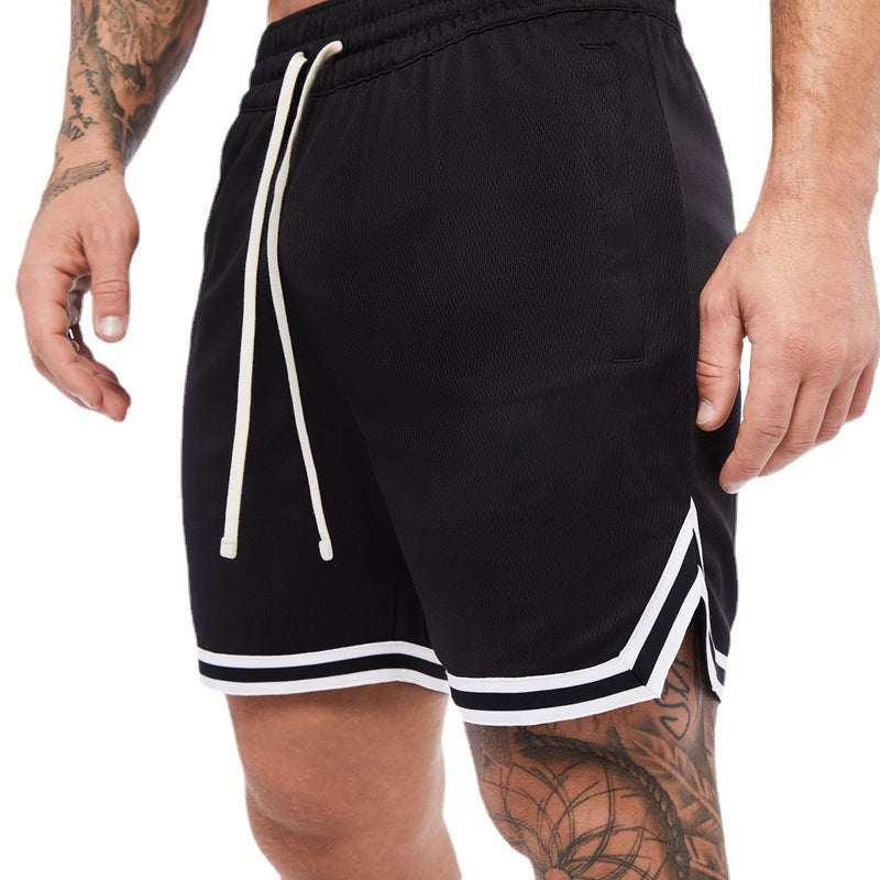 Crazy muscle men's mesh quick-drying five-point shorts loose sports fitness training running European and American basketball shorts