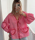 GY25071 Fashion contrast color plaid lantern sleeve top