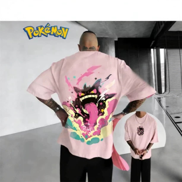 Pokémon anime Gengar print T-shirt, summer unisex T-shirt, fashionable loose casual Y2K short sleeve 2026