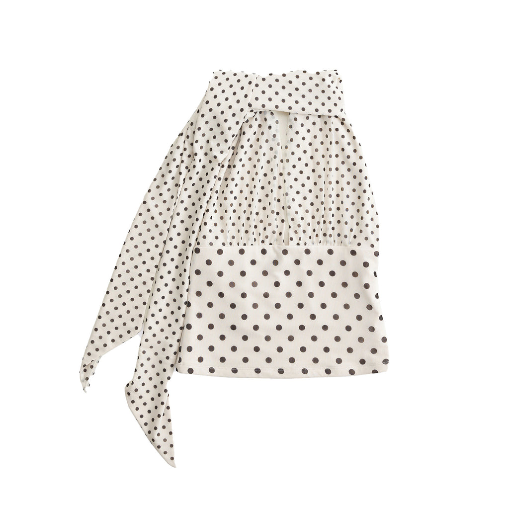 Sexy European and American style retro polka dot halter top, summer color-blocked camisole, mesh base layer.