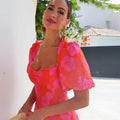 Backless AliExpress Puff Sleeve European and American Hot Bow Dress Cross-border Women's Red Sexy Hot Girl Other