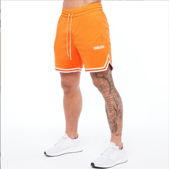 Crazy muscle men's mesh quick-drying five-point shorts loose sports fitness training running European and American basketball shorts