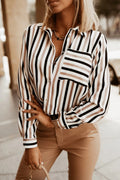 2024 Wish & Amazon Bestseller: Autumn Versatile Simple Striped Print V-Neck Shirt/Shirt for Women