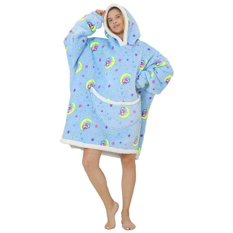 New Lazy Blanket Sherpa Pullover Flannel Sweater Avocado Star Hoodie Outdoor Warm Home Service