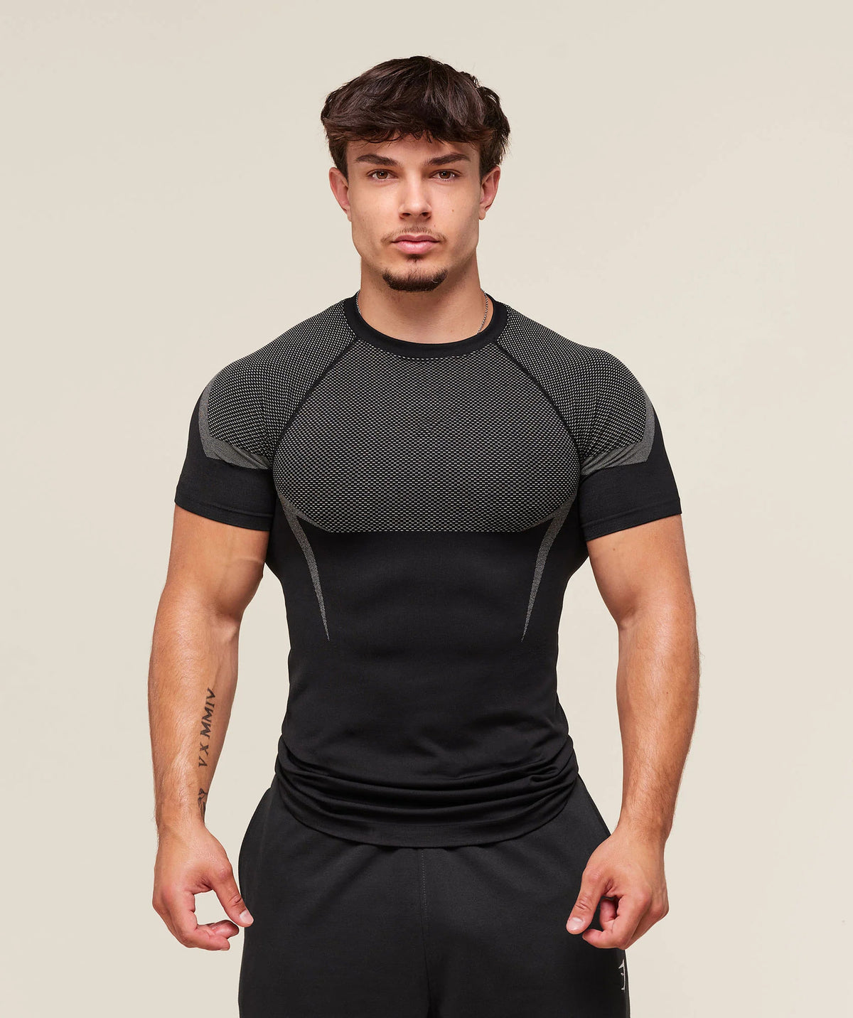 GYMSHARK Men's Fitness Top, Casual Running, Quick-Drying, Breathable, Tight-Fitting Short-Sleeve T-Shirt, Men's Muscle Shark