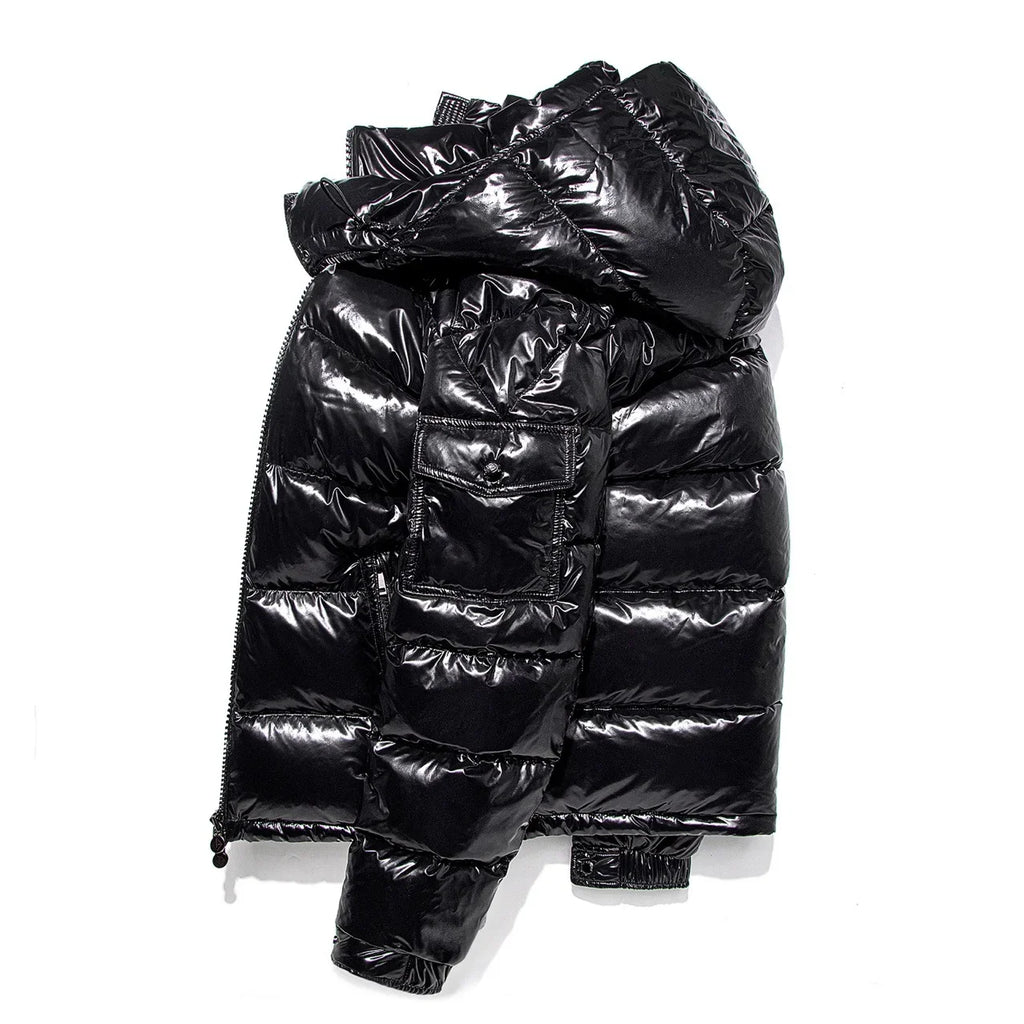 Unisex Winter Hooded Shiny Down Coat Men Casual White Duck Down Jackets High Quality Outdoor Windproof Parka Thicken Puffer Tops