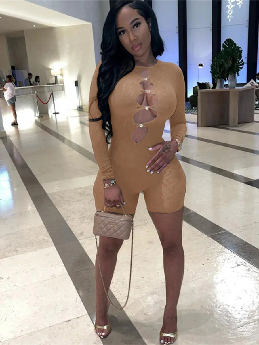 Women's Sexy Transparent Playsuits High Waisted Long Sleeved Tight Fitting Buttocks Hot Sexy Women Sweet Tops 2025 New 8D7Z