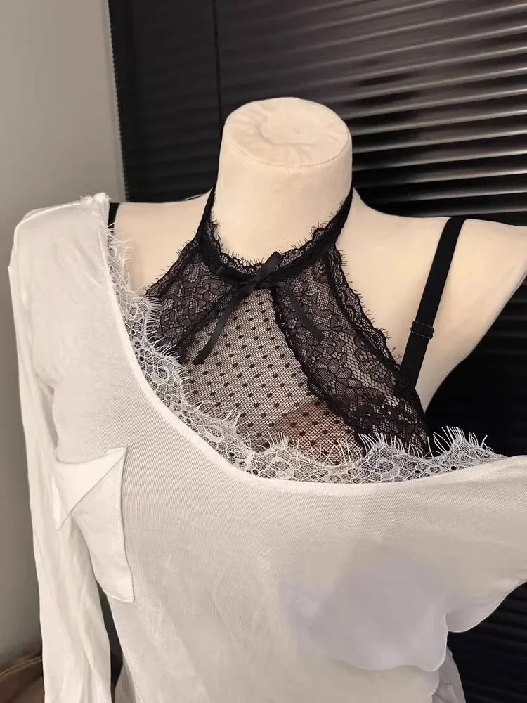 YUQI Halter Neck Push Up Bra - Latex Lace Bralette for Small Bust, Voluptuous Lift & Pure Seduction Wireless Lingerie Cover Bra