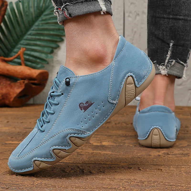 Spring Men Low Cut Leather Sneaker Soft Soled Loafers Anti Slip Flat Bottom Casual Shoes Large Size Zapatillas Para Hombre 2025