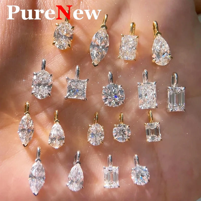 PureNew 1-3ct Classic Full Moissanite Necklace For Women S925 Silver Plated 18k Gold D Color VVS1 Women's Moissanite Chain Gift