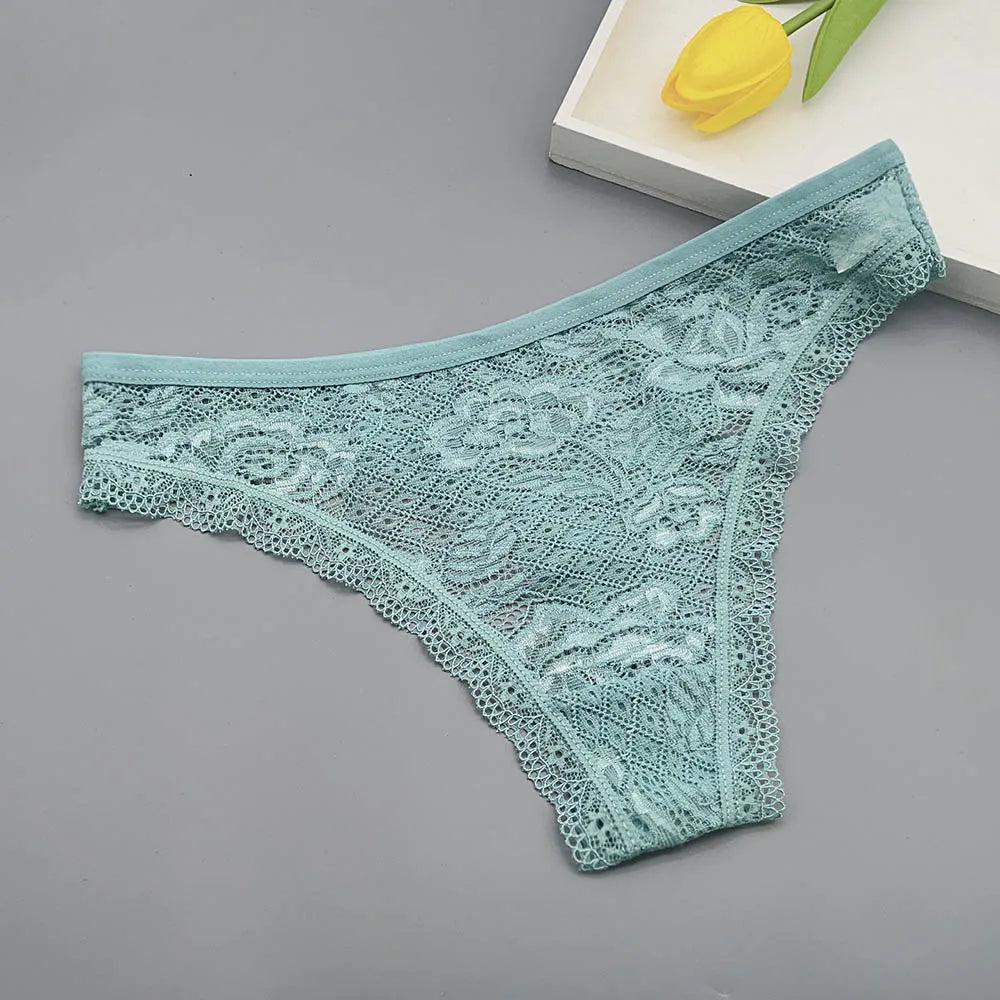 Moonflame 5Pcs Lace Thong For Women Low Rise Soft Intimates Lingerie Sexy Lace Panties Ladies Comfortable Underpants Girls Panty