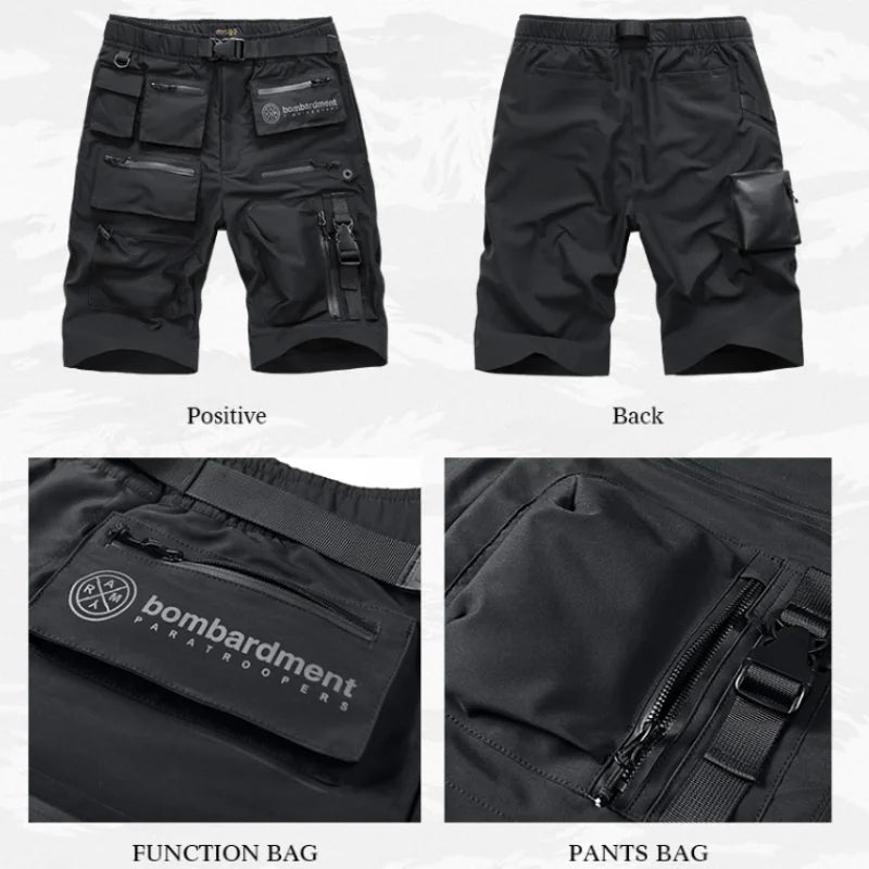 Multi-pocket Tactical Function Cargo Shorts Summer Mens Clothing Y2K High Street Punk Style Techwear Quick-dry Pants pantalone