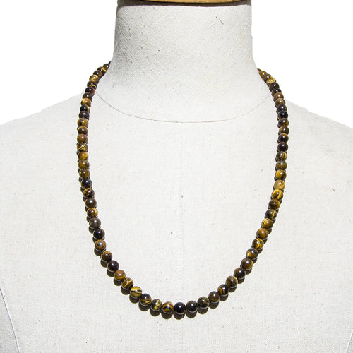 8mm Yellow Tiger Eye Choker Necklace for Men and Women Beaded Long Necklace Jewelry Bracelet Set