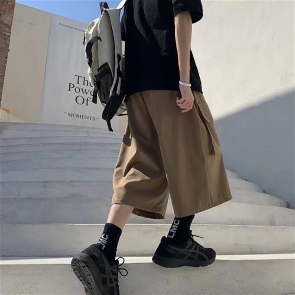 Cool Summer Hip Hop Cargo Shorts for Men's Summer Slim Loose 2024 Ins Hanging Trendy High Street Pants Straight Shorts Men