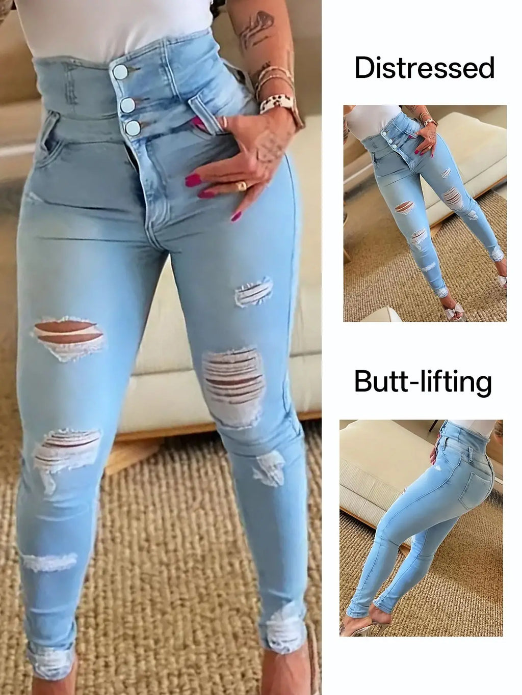 Women's Pencil Jeans, New Summer Style, Slim Fit, High Waist, Fashionable Casual Long Pants