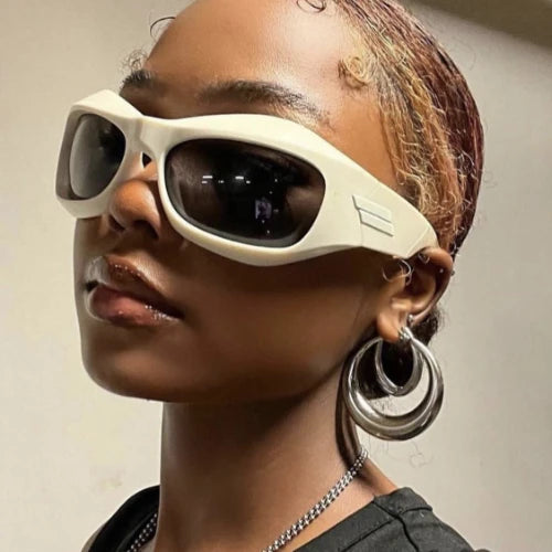 Steampunk Style Y2K cycling Sunglasses Women Men Trendy Ins Curved Shaped Glasses Personalized Technology Sports Sun Glasses