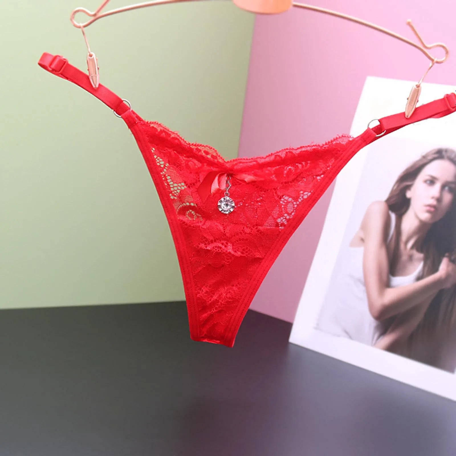 Women Sheer Lace Thong Adjustable Waist Bow Mesh Underpants Sexy Seamless Panties Skin-friendly Solid Color Intimate Pantys