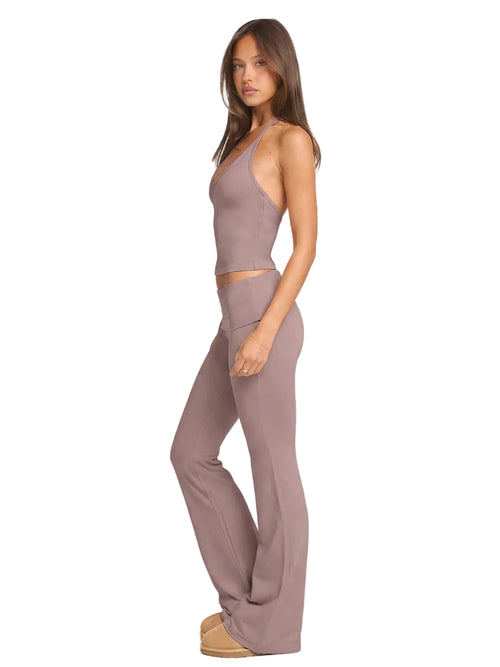 2 Piece Yoga Set Women Foldover Waist Flare Pants Bell Bottoms Tank Top Matching Set Gym Workout Fitness Wear Lounge Wear Suit