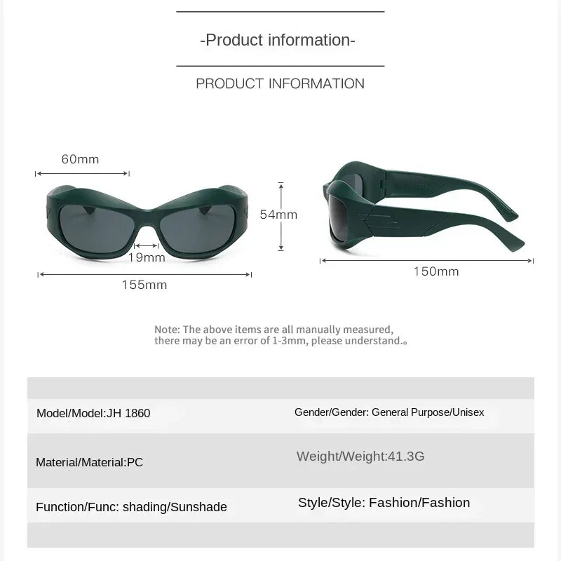 Steampunk Style Y2K cycling Sunglasses Women Men Trendy Ins Curved Shaped Glasses Personalized Technology Sports Sun Glasses