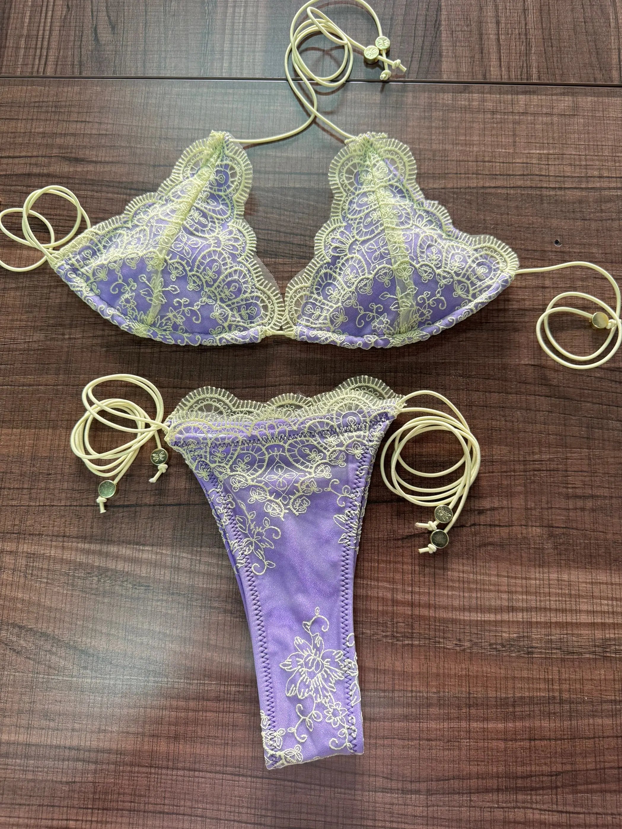 ZRTAK Micro Thong Triangle Swimwear Sexy Lace Bikini Set 2026 Swimsuit Women 2 Piece Beachwear Bandage Bathing Suits Beach Wear