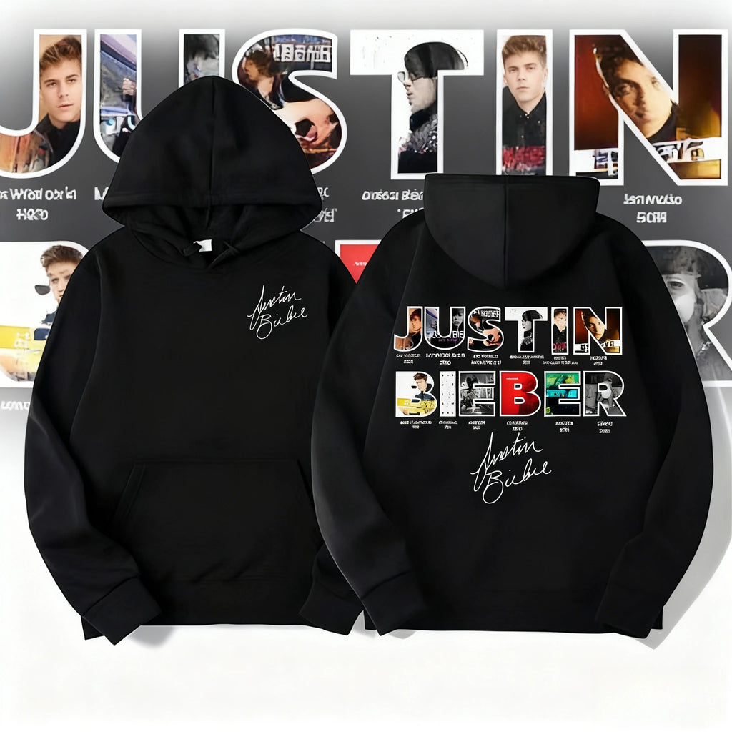 2025 Justin Bieber New Album Cover Merch Hoodies Men's Clothing Leisure 90s Vintage Style Pullovers Fleece Oversized Sweatshirts