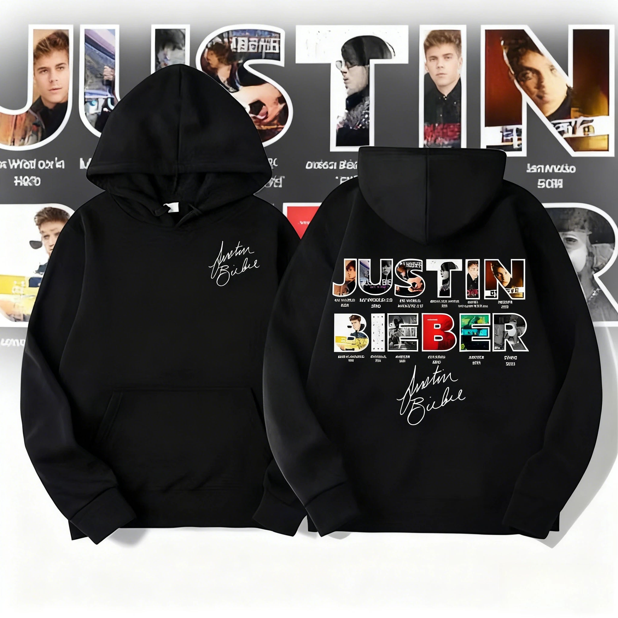 2025 Justin Bieber New Album Cover Merch Hoodies Men's Clothing Leisure 90s Vintage Style Pullovers Fleece Oversized Sweatshirts