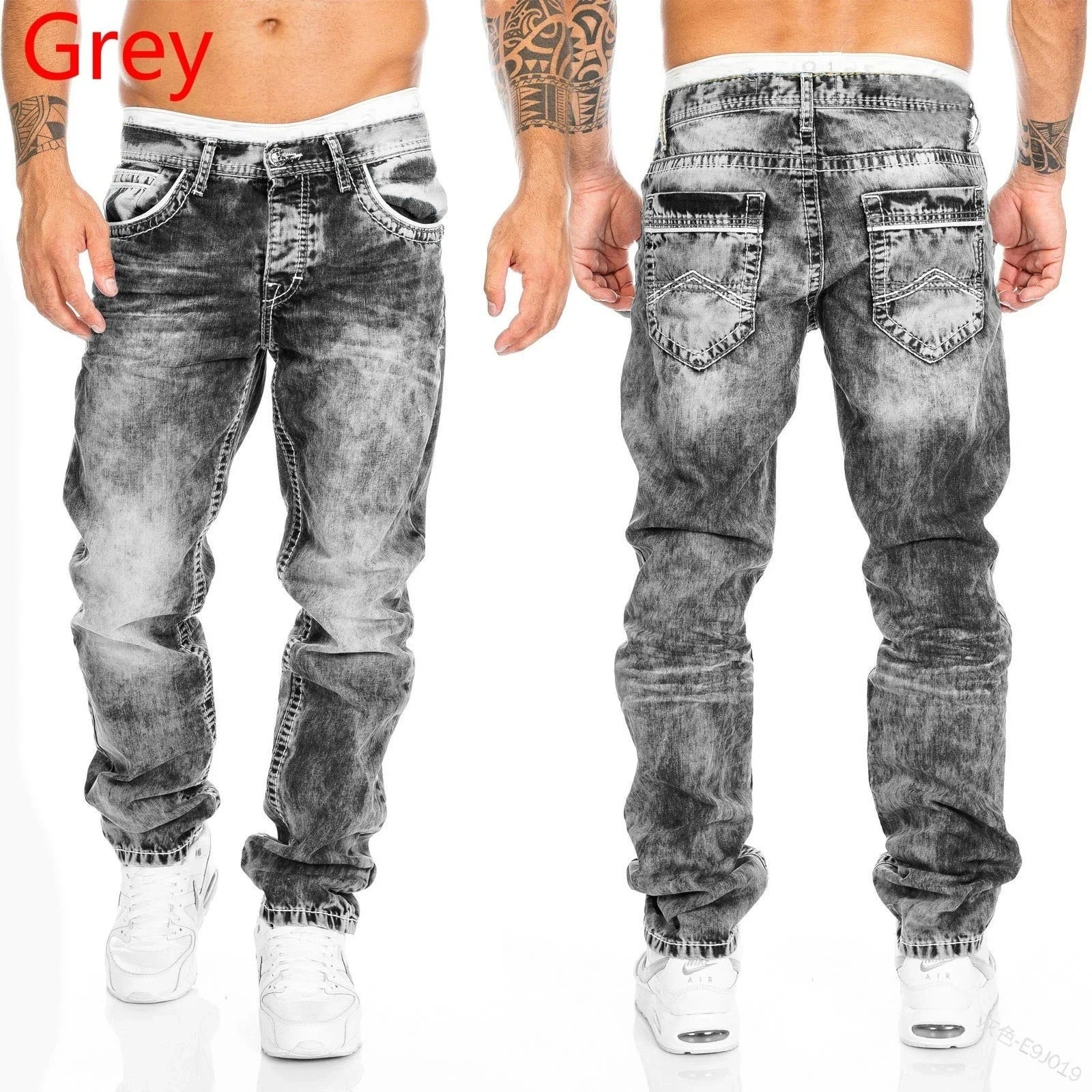 New 2025 men's jeans straight leg elastic slim fit jeans men's long pants men's casual pants denim pants loose jeans