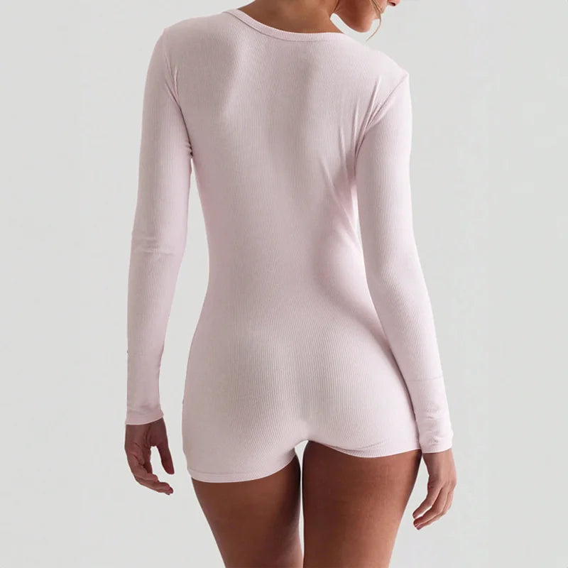 Yoga Sports Solid Color Long-sleeved Shorts Jumpsuit Women's Autumn and Winter
