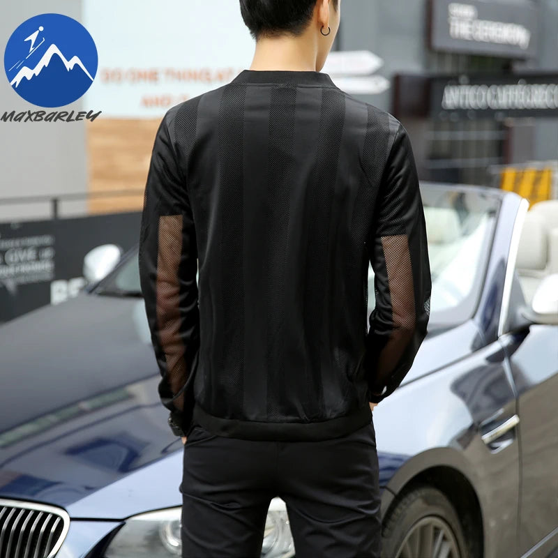Lightweight Sun Protection Clothing Men's Summer Casual Collar Hollow Breathable Coat Outdoor UV Riding Fishing Skin Windbreaker