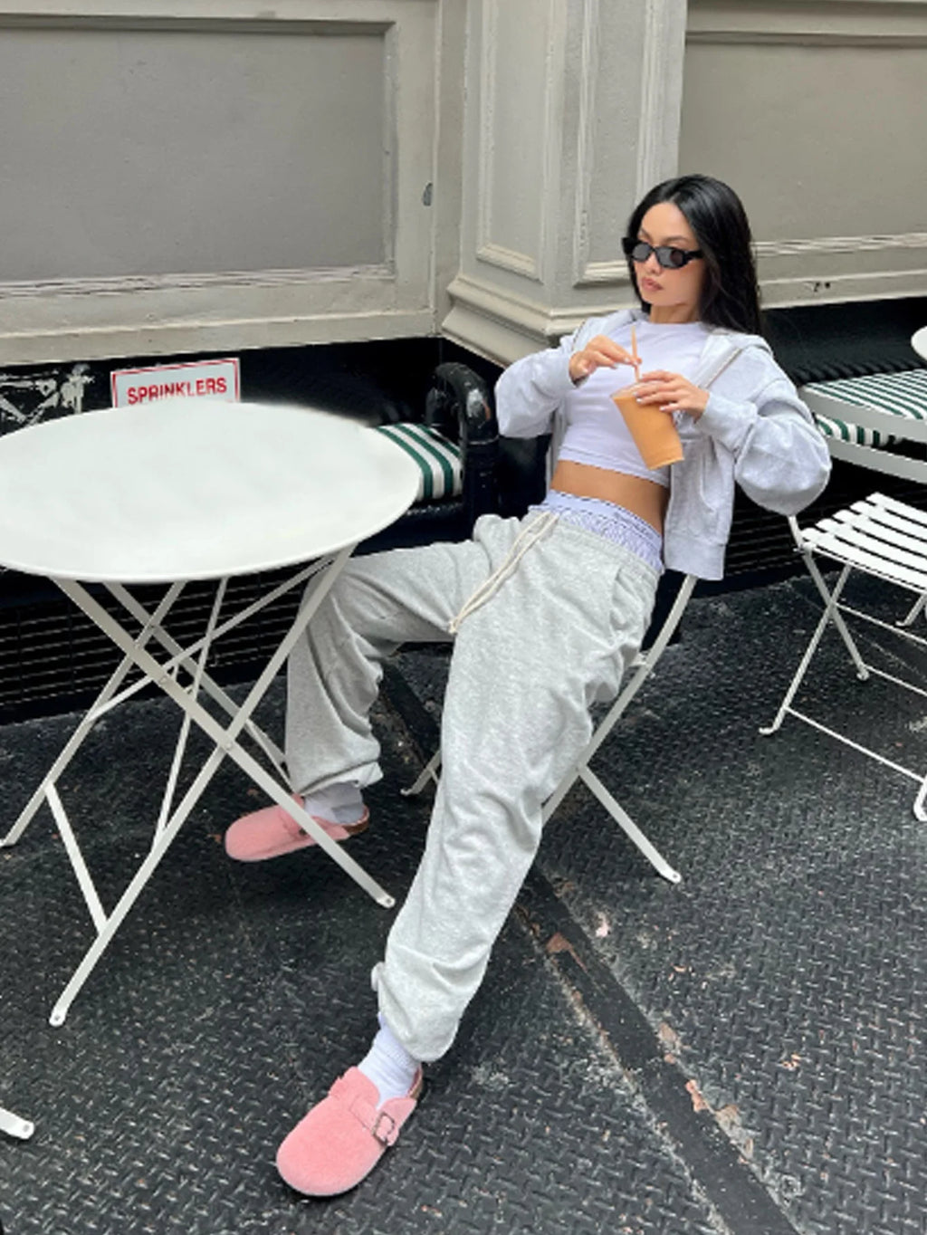 Women's Hoodie Set Women's Casual Long Sleeve Cropped Sweatshirt and Drawstring Waist Sweatpants for Winter Women