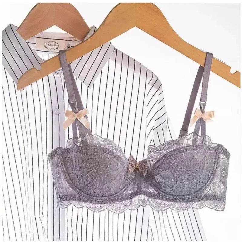 MOYISU French Romantic Lace Comfortable Breathable Sexy Tushy Slim Bra Collection Pure Desire Girls Push Beautiful Underwear SET