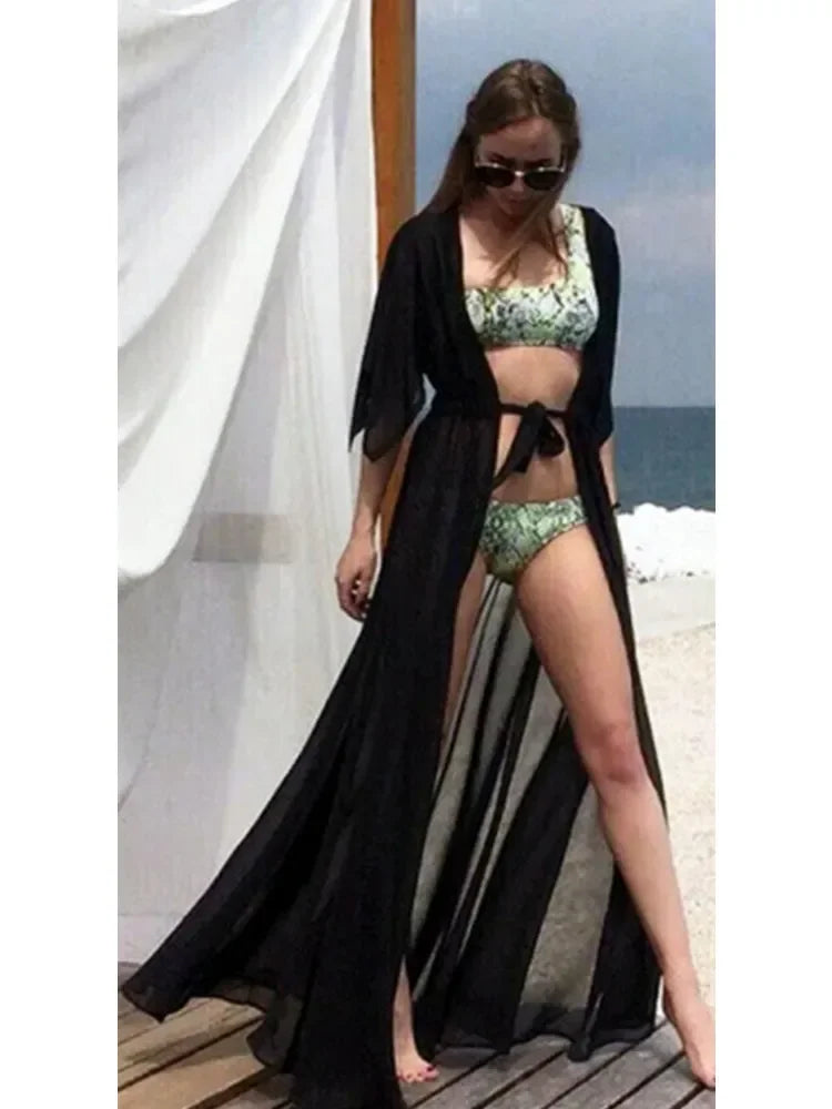 Women See Through Bikini Cover-ups Mesh Short Sleeve Cardigan Beach Dress Summer Sexy Swimwear Cover Ups